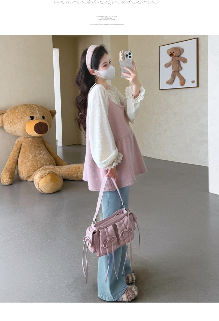 실사 지금 지금 임산부 가을 의상 2026 새로운 패션 외국 가스 루즈핏 가을 인형 셔츠 맨위 바지 세트 상세 이미지 15