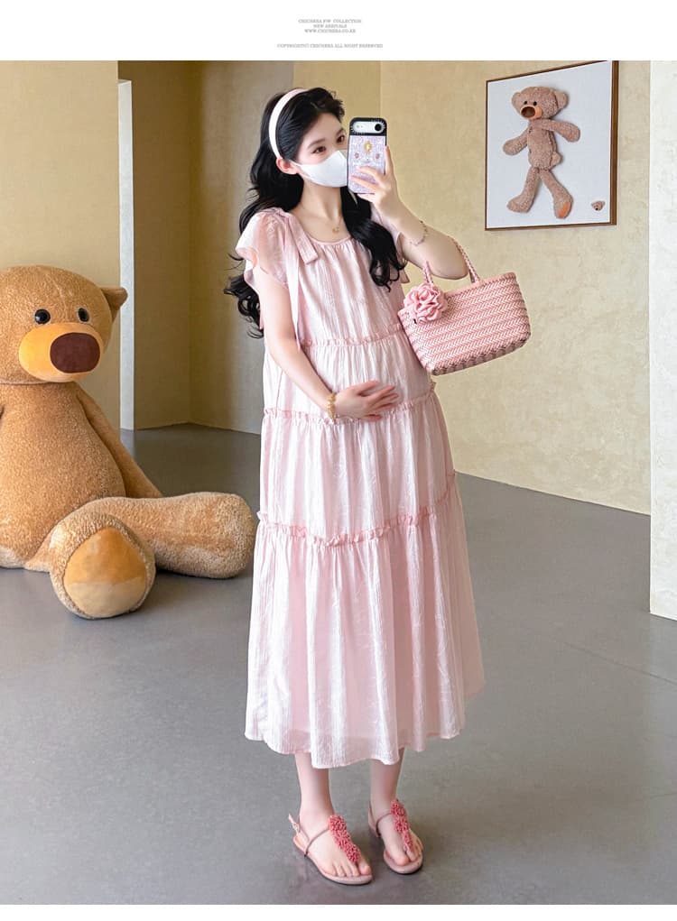 실사 선물 물품 출산 착용 여름 드레스 패션 루즈핏 새로운 달콤함 루즈핏 프랑스식 중간 길이 점프 슈트 치마 상세 이미지 13