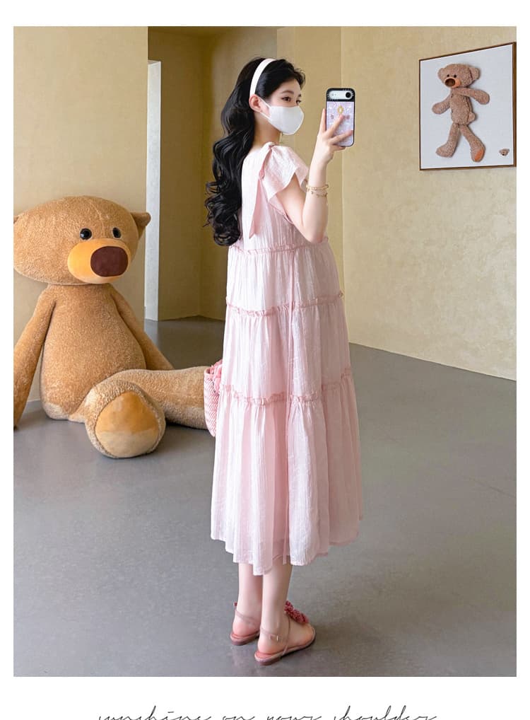 실사 선물 물품 출산 착용 여름 드레스 패션 루즈핏 새로운 달콤함 루즈핏 프랑스식 중간 길이 점프 슈트 치마 상세 이미지 16