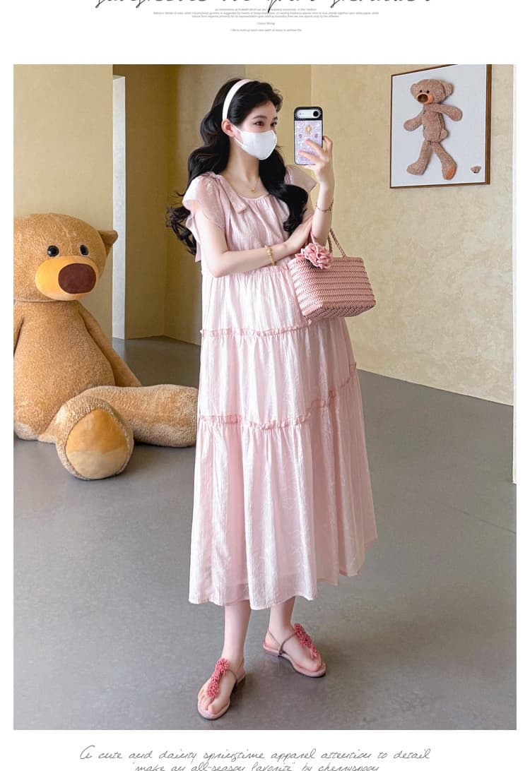 실사 선물 물품 출산 착용 여름 드레스 패션 루즈핏 새로운 달콤함 루즈핏 프랑스식 중간 길이 점프 슈트 치마 상세 이미지 17