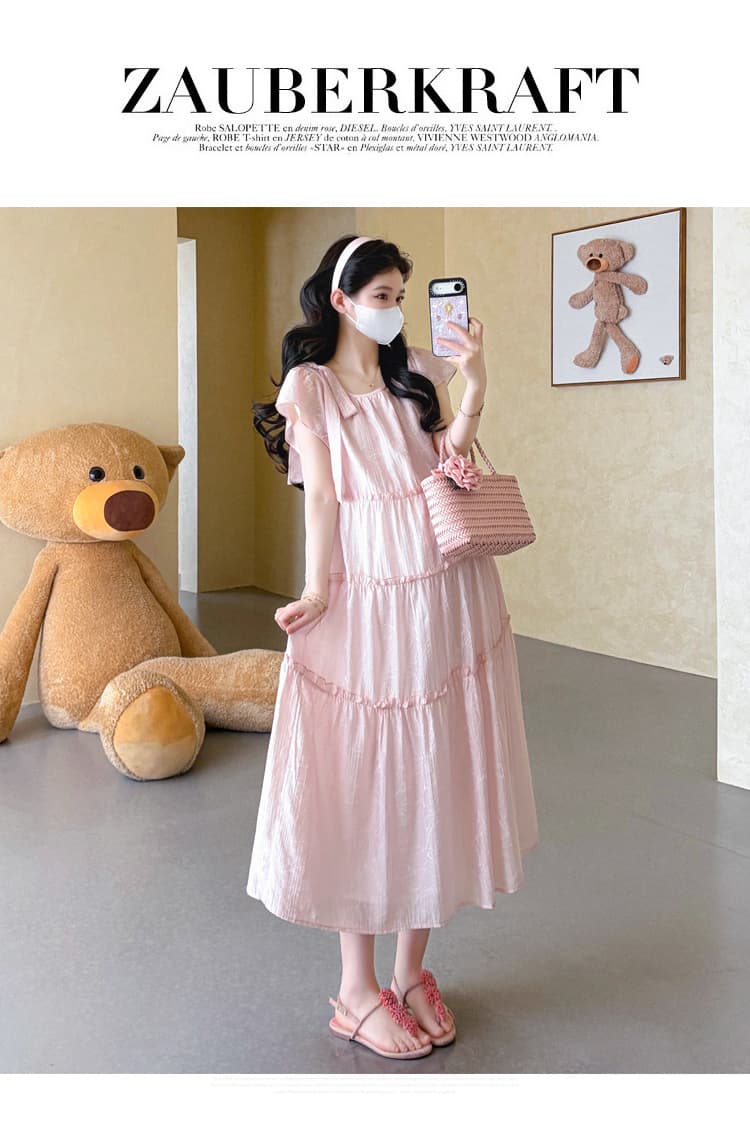 실사 선물 물품 출산 착용 여름 드레스 패션 루즈핏 새로운 달콤함 루즈핏 프랑스식 중간 길이 점프 슈트 치마 상세 이미지 21
