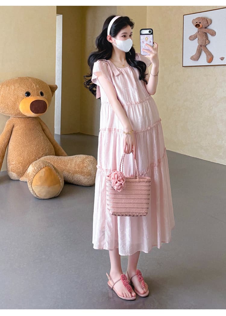 실사 선물 물품 출산 착용 여름 드레스 패션 루즈핏 새로운 달콤함 루즈핏 프랑스식 중간 길이 점프 슈트 치마 상세 이미지 22