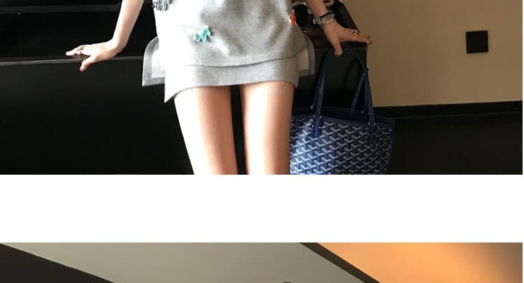 지금 지금 임산부 세트 여름 드레스 2026 새로운 한국 스타일 루즈핏 슬림해 보이는 반팔 티셔츠 미니 스커트 투피스 세트 상세 이미지 24