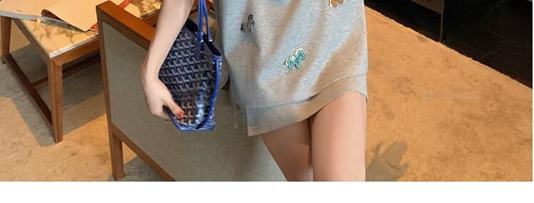 지금 지금 임산부 세트 여름 드레스 2026 새로운 한국 스타일 루즈핏 슬림해 보이는 반팔 티셔츠 미니 스커트 투피스 세트 상세 이미지 31