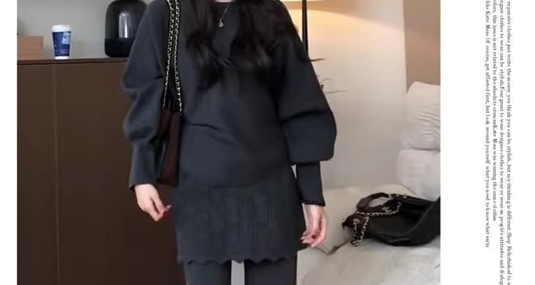 선물 물품 임산부 세트 가을 새로운 느긋한 바람 스웨터 레이스 방귀 커튼 루즈핏 슬림해 보이는 투피스 세트 상세 이미지 65
