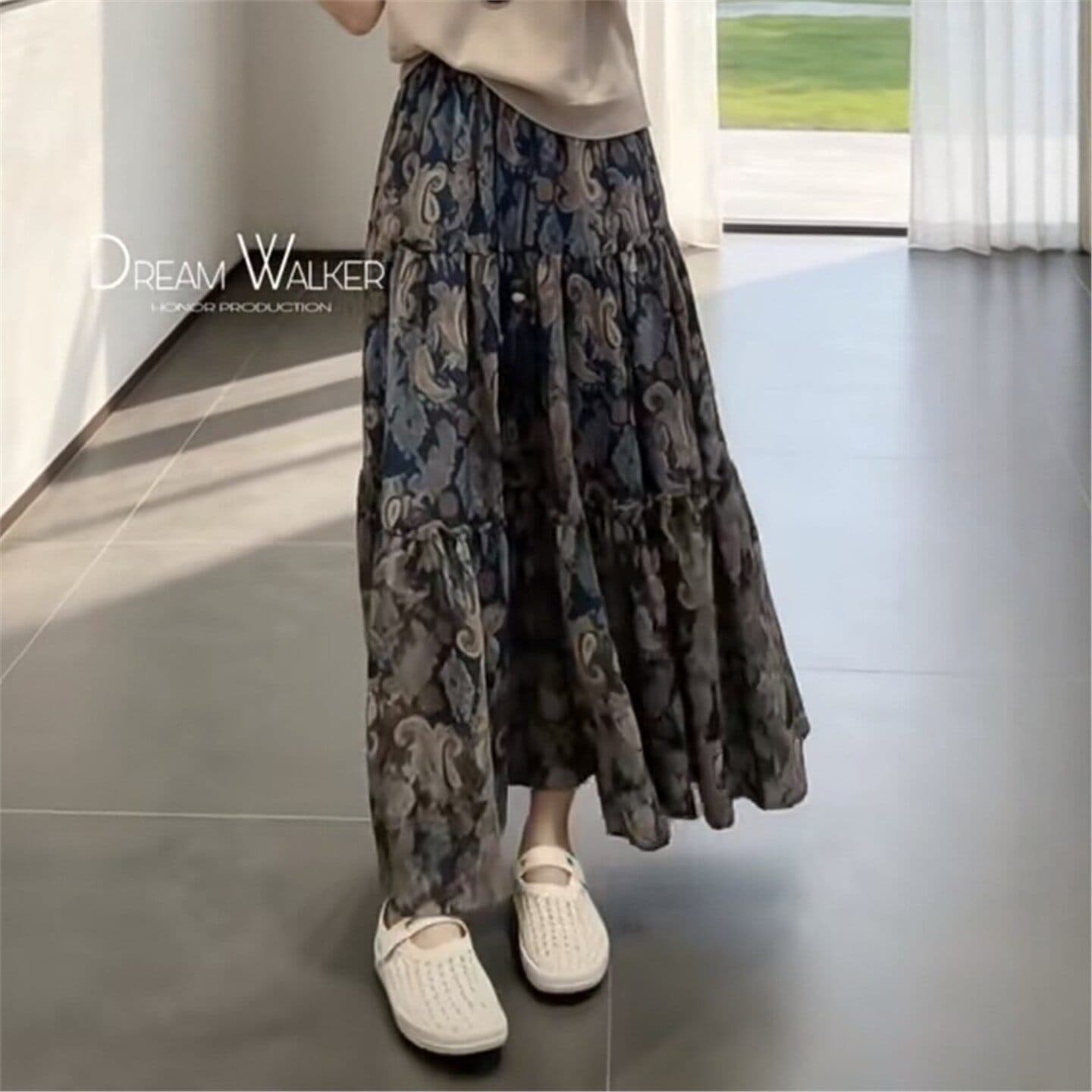 한 부서 전체 집합 ootd 착용 가져 가라. 한 부서 품격 고급 센스 반팔 니트 맨위 꽃무늬 반신 치마 세트 여성 상세 이미지 13