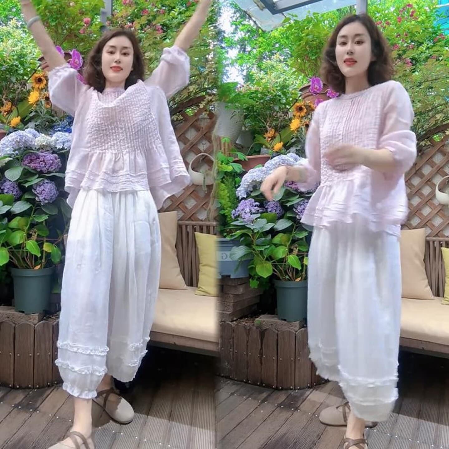 2026 봄 여름 새로운 패션 슬림해 보이는 품격 인터넷 유명인 고급 외국 가스 여성 고급 다용도 루즈핏 빅 사이즈 투피스 세트 상세 이미지 12