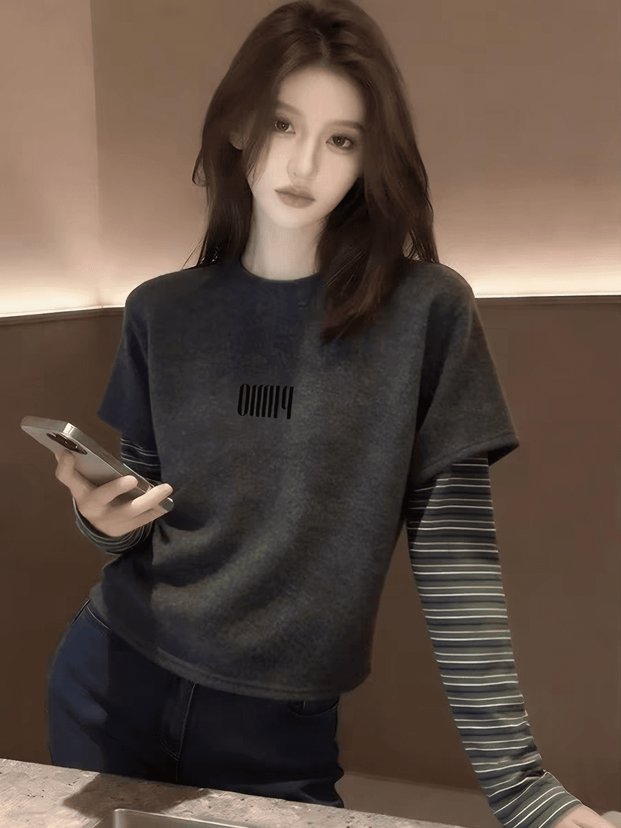 긴팔 티셔츠 봄 드레스 2026 년 새로운 맨위 이미지 2