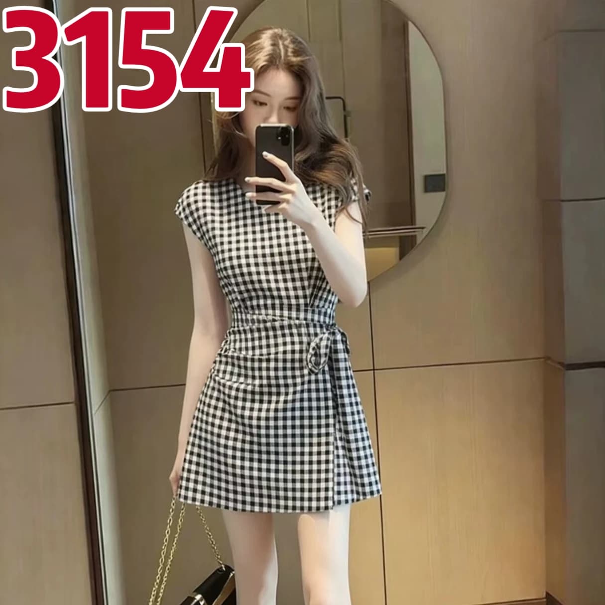 2026 여름 새로운 체크무늬 미니 스커트 여성 허리 수축 슬림해 보이는 A라인 스커트 드레스 상세 이미지 1