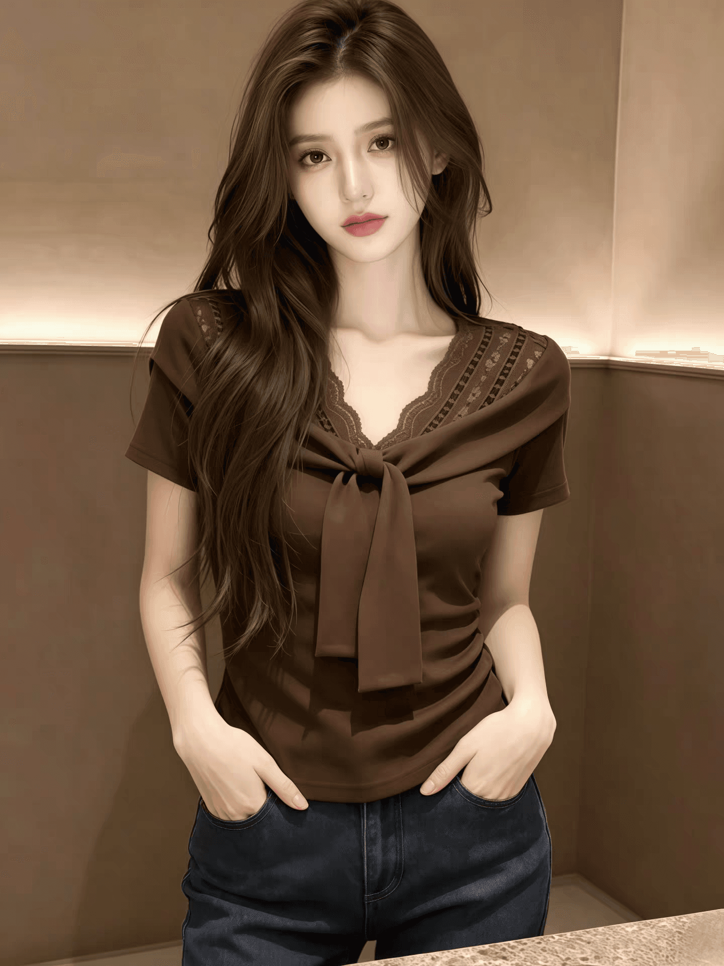 V넥 반팔 티셔츠 여성 의류 2026 새로운 폭발 여름 맨위 상세 이미지 4