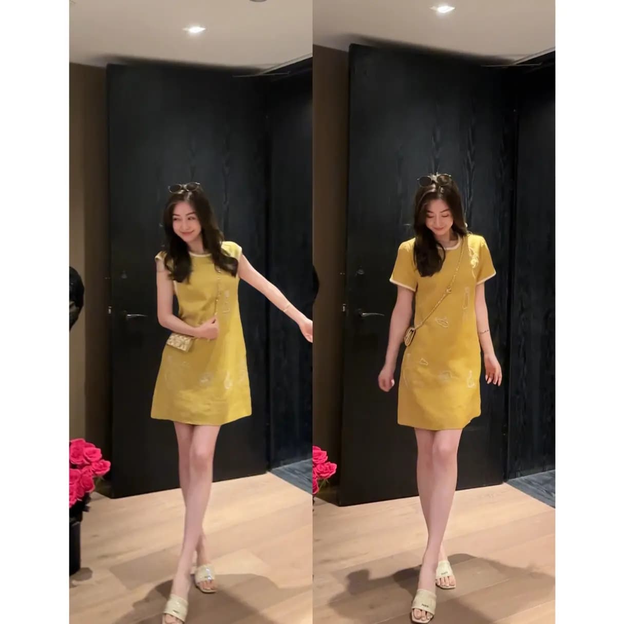 아마 통기성 절묘한 자수 라운드 넥 당나라 치마 이미지 2
