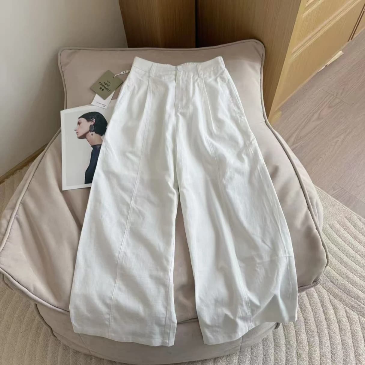 여름 허리밴드 도트 무늬 바지 외국 가스 루즈핏 와이드 레그 팬츠 상세 이미지 2