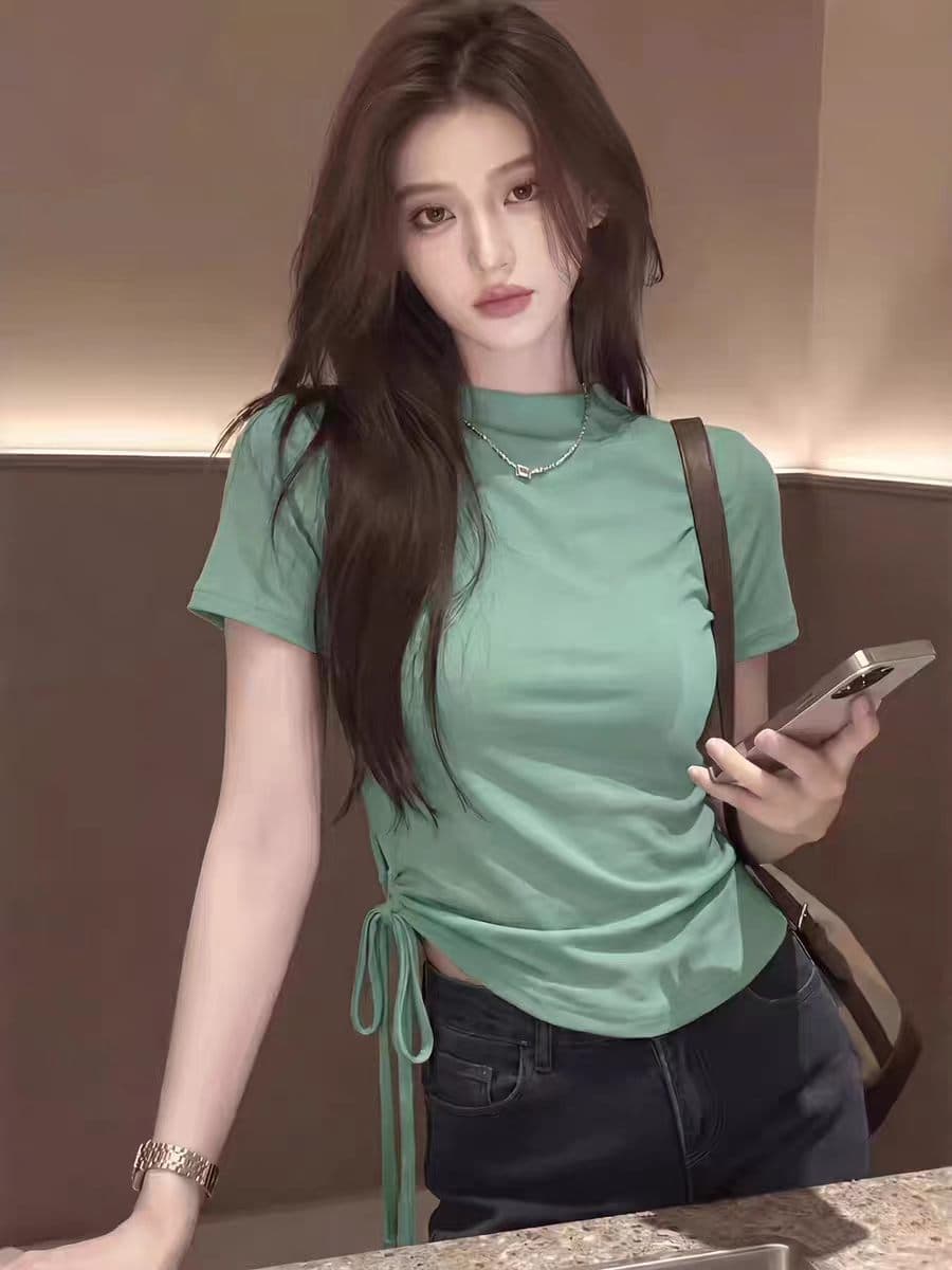 반팔 티셔츠 여성 여름 2026 새로운 로드 중 맨위 이미지 4