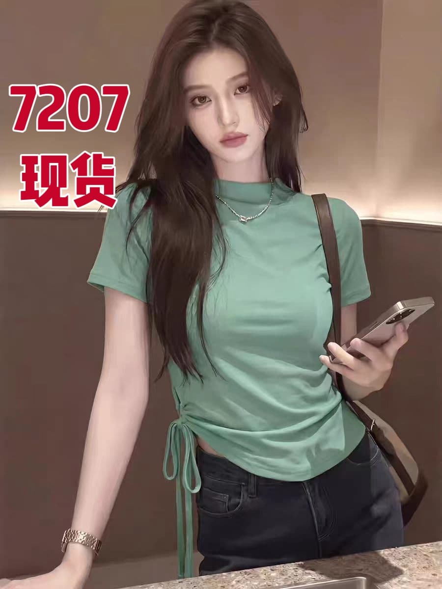 반팔 티셔츠 여성 여름 2026 새로운 로드 중 맨위 상세 이미지 1
