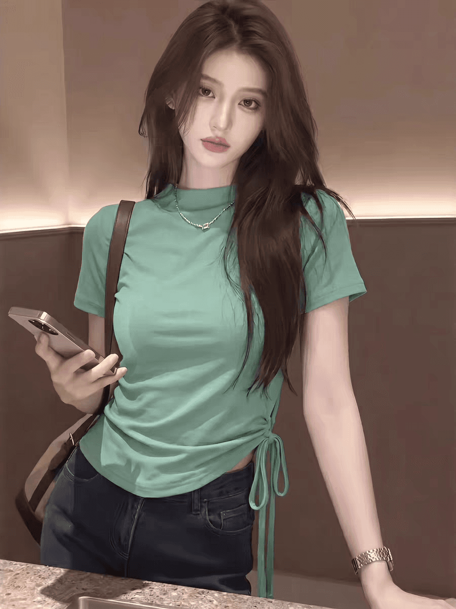 반팔 티셔츠 여성 여름 2026 새로운 로드 중 맨위 상세 이미지 3