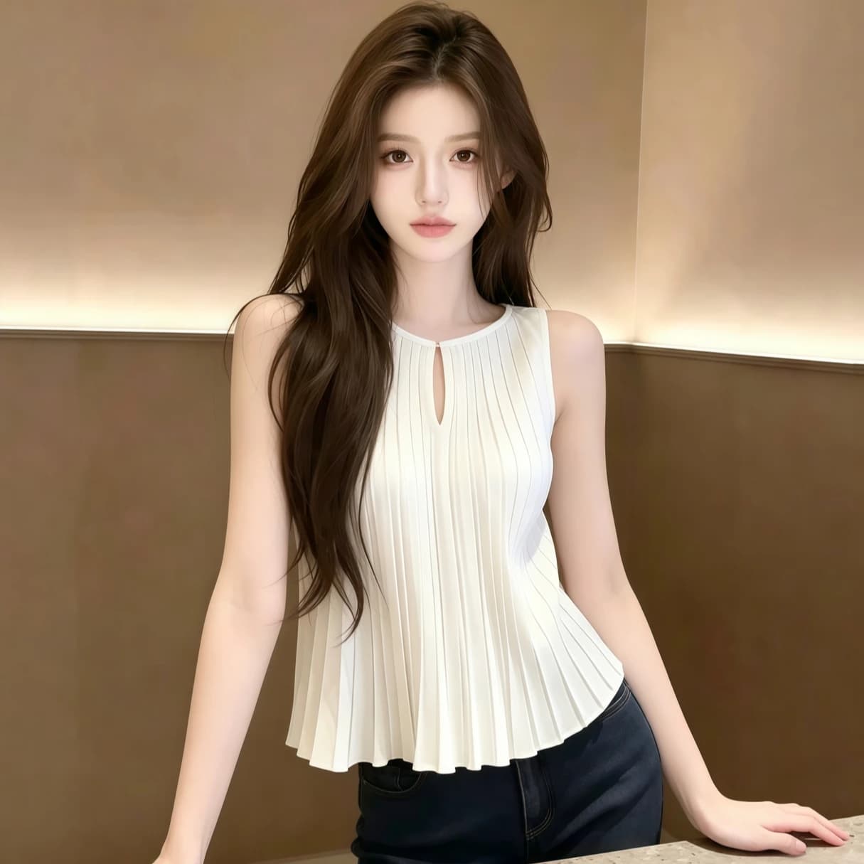 민소매 조끼 셔츠 여자 2026 새로운 여름 맨위 이미지 4