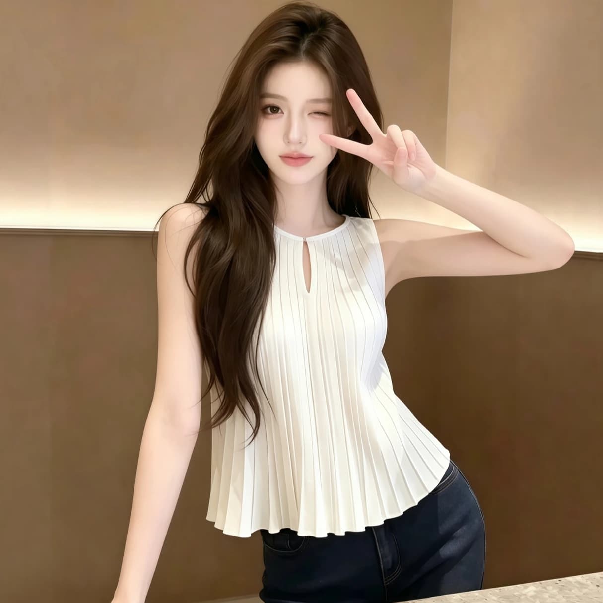 민소매 조끼 셔츠 여자 2026 새로운 여름 맨위 상세 이미지 3