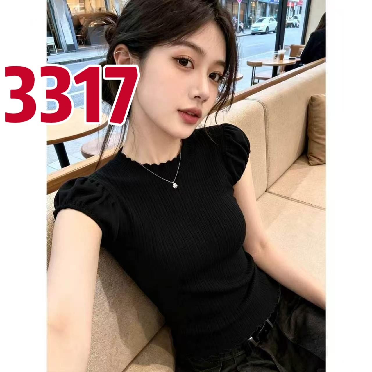 파란색 맨위 스탠드 칼라 민소매 여성 셔츠 여름 셔츠