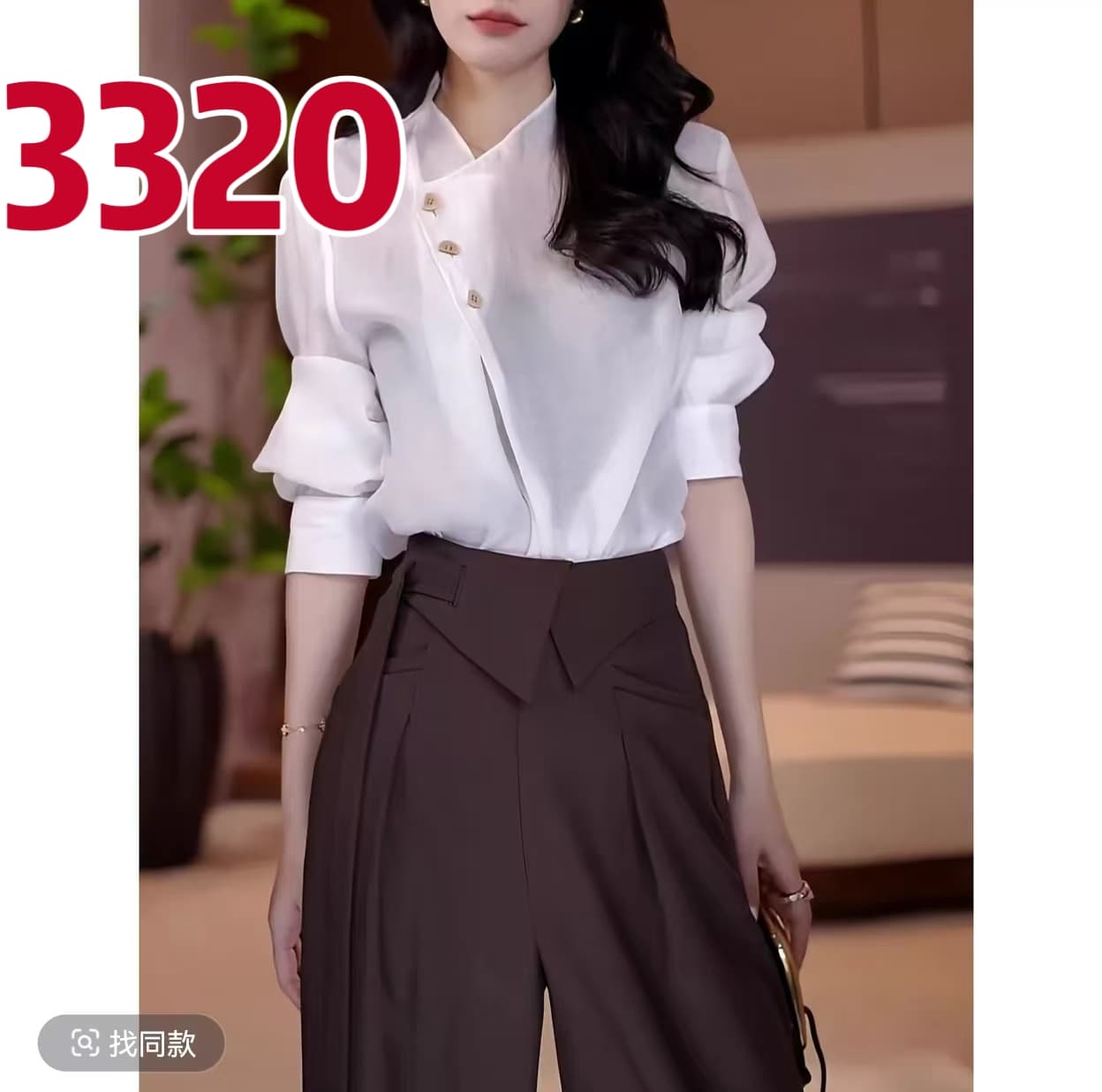 미니멀리즘 화이트 부분 襟 셔츠 부드러운 도루 센스 루즈핏 긴팔 맨위 상세 이미지 1