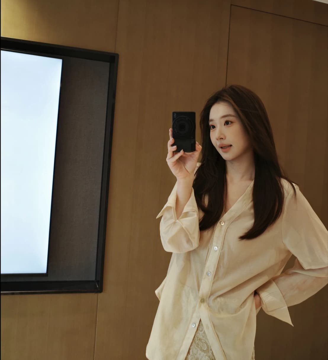 한 부서 부드러운 느슨함 센스 느긋한 바람 V넥 출퇴근 셔츠 이미지 4