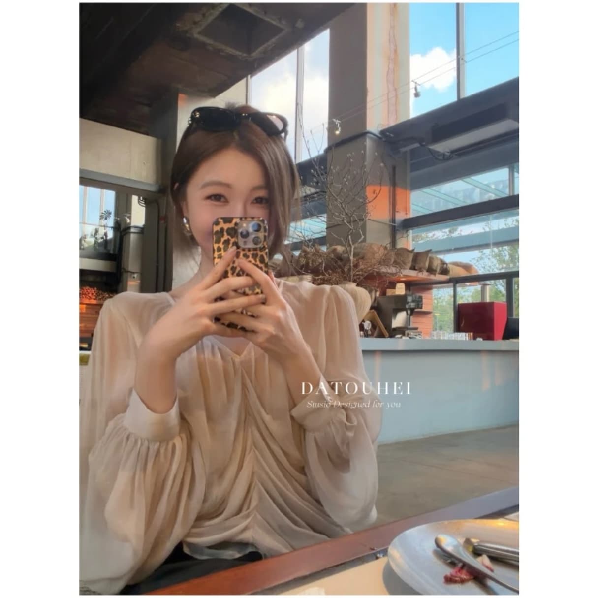 품격 느긋한 명중 가져 가라. 거품 소매 셔츠 상세 이미지 3