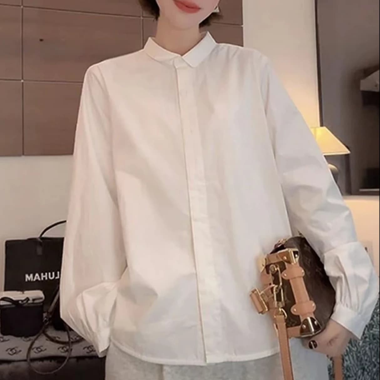 2026 이른 가을 새로운 미니멀리즘 루즈핏 폴로 칼라 긴팔 셔츠 이미지 2