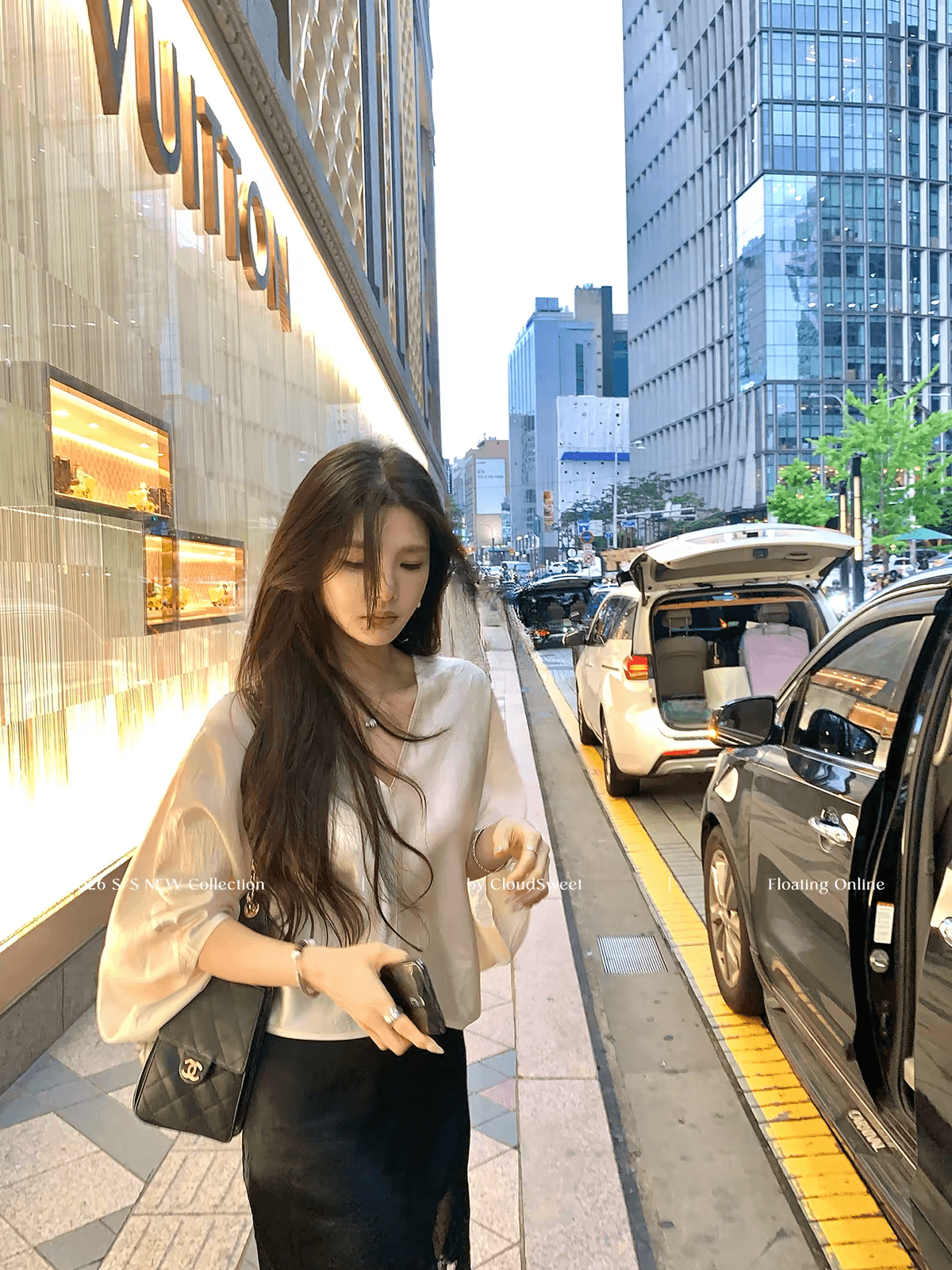 한 부서 감기 비싼 여성 아세트산 새틴 V넥 맨위 루즈핏 티셔츠 이미지 3