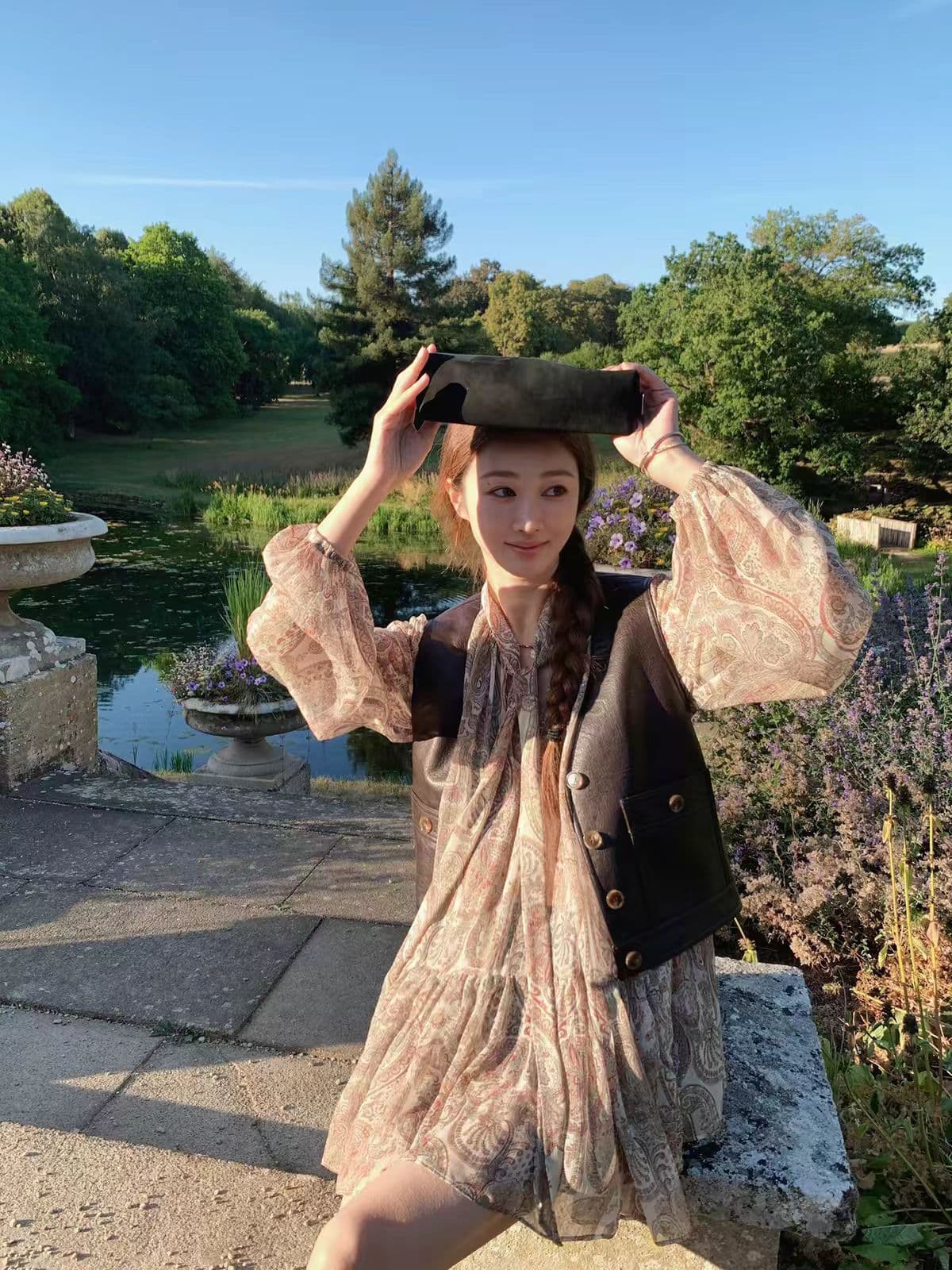 여왕 밴드 캐슈 꽃 셔츠 깊은 브라운 가죽 베스트 상세 이미지 3