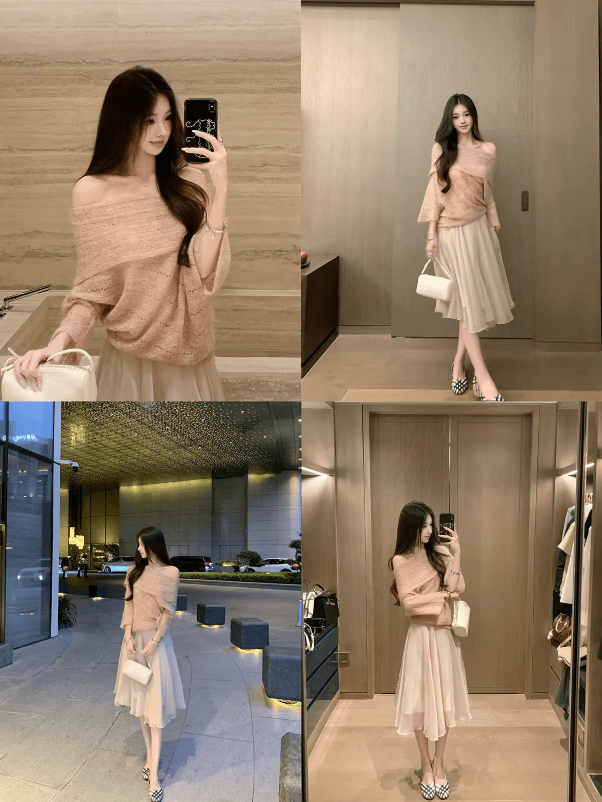 가을 새로운 예술 계열 디자인 센스 모헤어 양모 오프숄더 비스듬한 어깨 스웨터 블라우스 상세 이미지 2