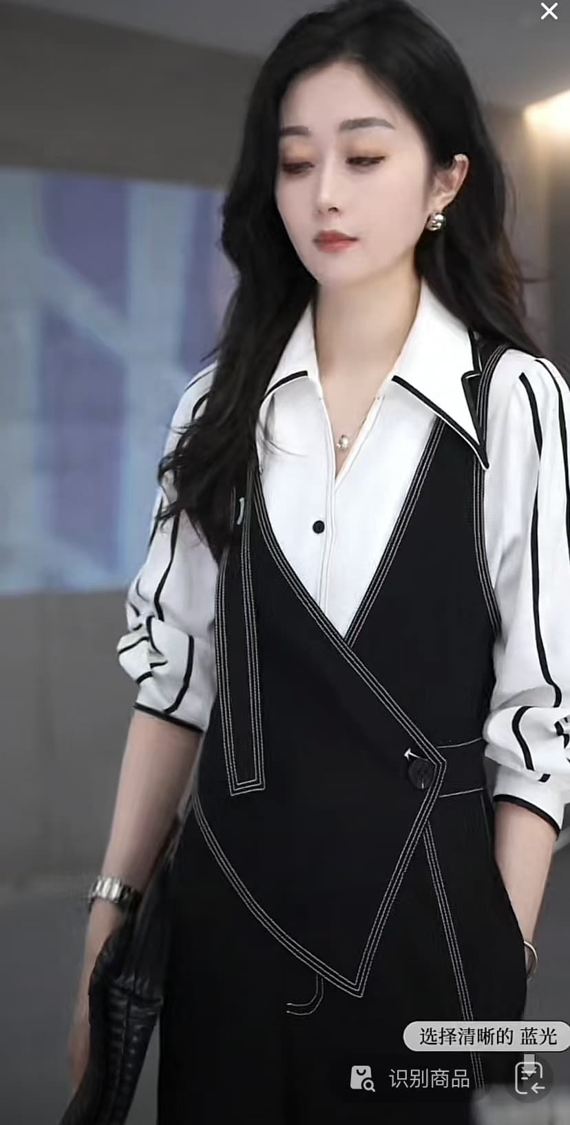 블루 섬 Cang 暮 패션 무거운 작업 디자이너 더블 어깨끈 차가운 바람의 소리 바람 단색 슬림해 보이는 올인원 바지 상세 이미지 5