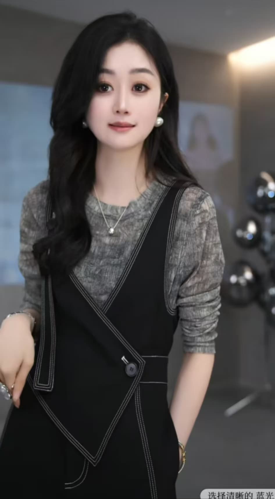 블루 섬 Cang 暮 패션 무거운 작업 디자이너 더블 어깨끈 차가운 바람의 소리 바람 단색 슬림해 보이는 올인원 바지 상세 이미지 9