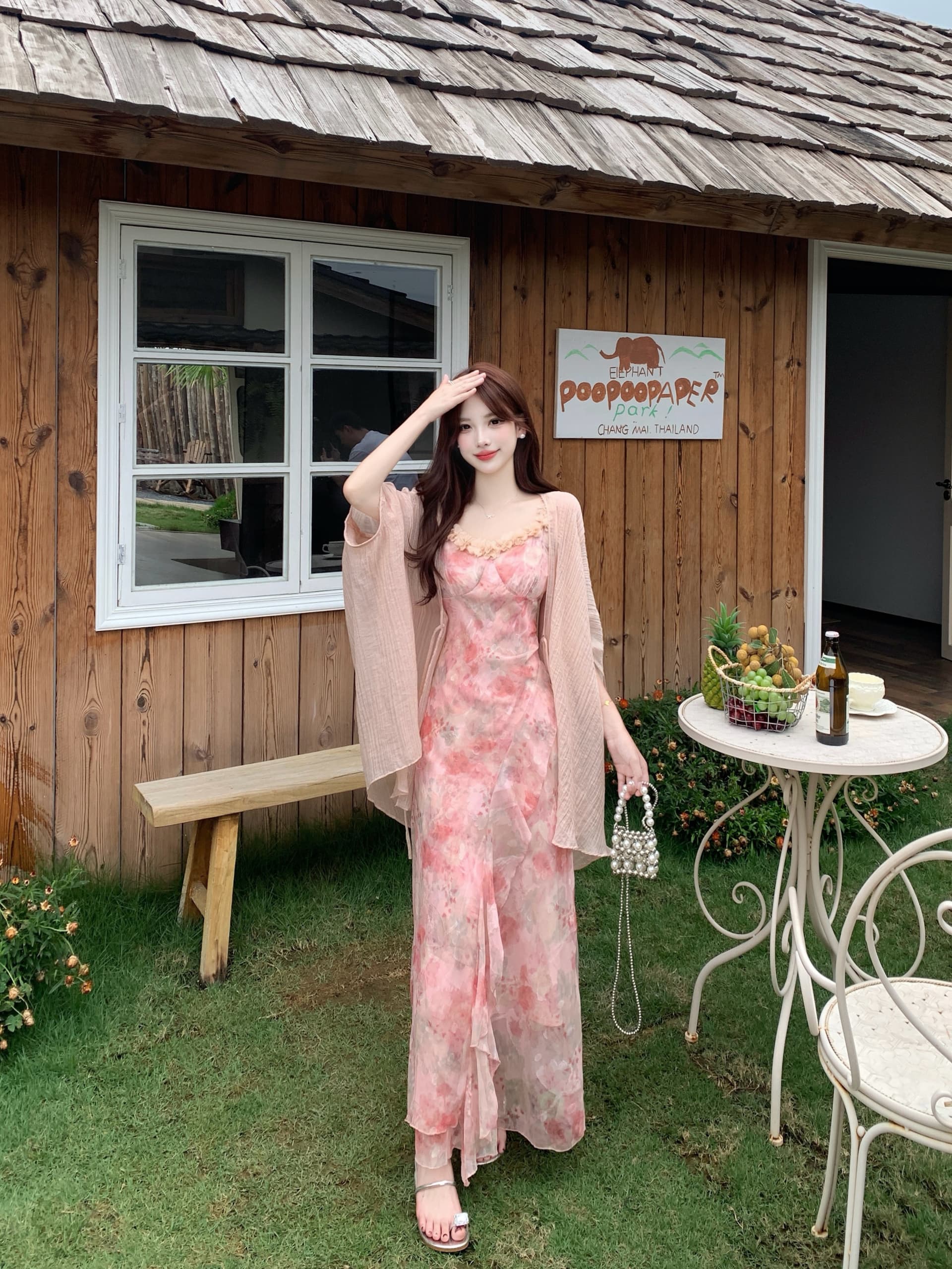 실사 빅 사이즈 프랑스식 낭만주의 바람 꽃무늬 슬립 여성 드레스 여름 몸매 가꾸기 슬림해 보이는 슈퍼 요정 프릴 롱 스커트 상세 이미지 5