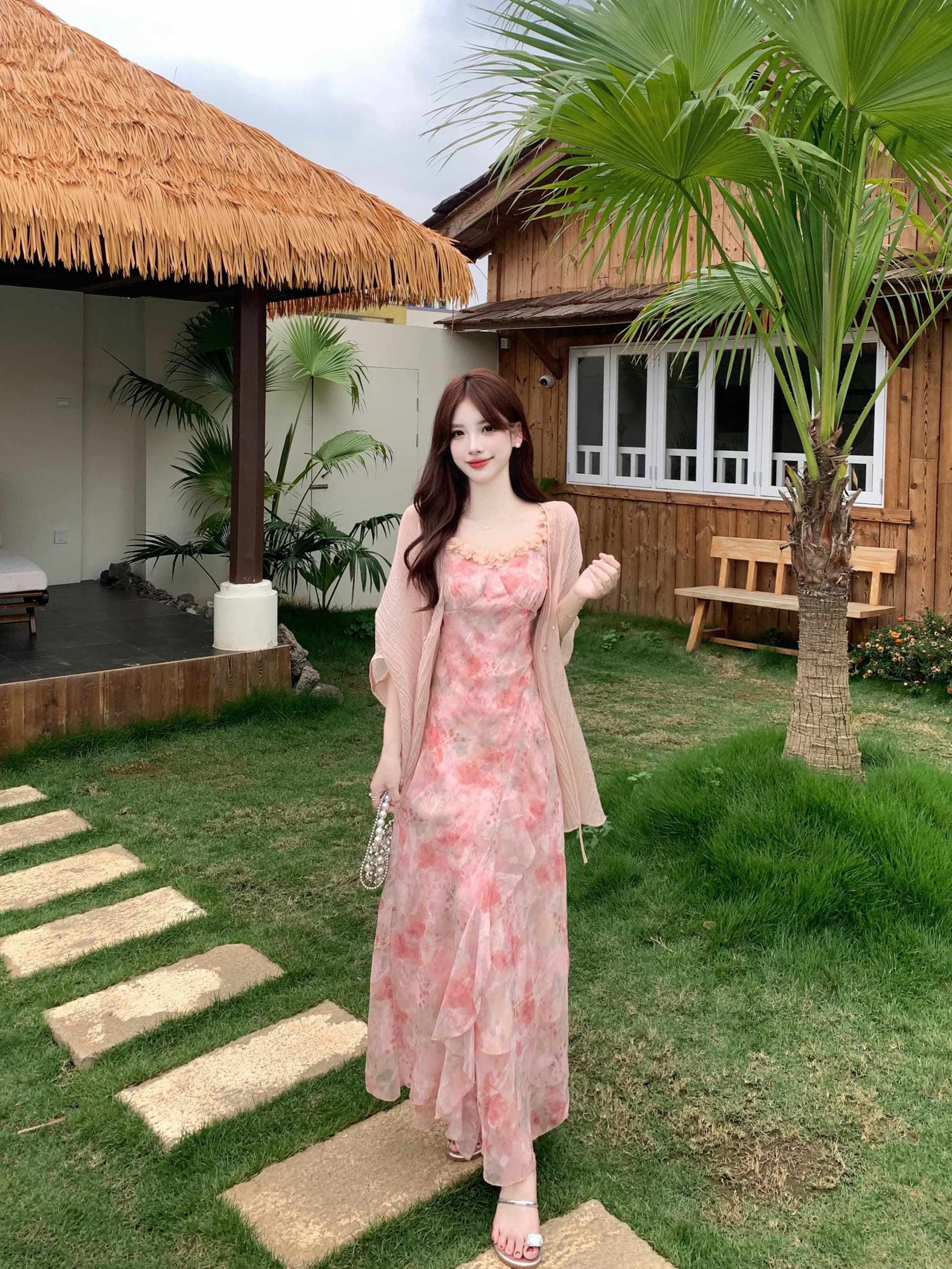 실사 빅 사이즈 프랑스식 낭만주의 바람 꽃무늬 슬립 여성 드레스 여름 몸매 가꾸기 슬림해 보이는 슈퍼 요정 프릴 롱 스커트 상세 이미지 6