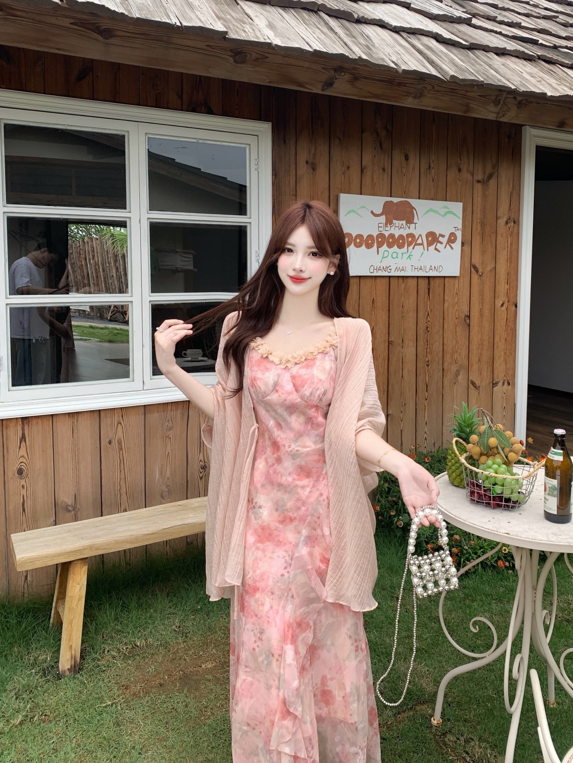 실사 빅 사이즈 프랑스식 낭만주의 바람 꽃무늬 슬립 여성 드레스 여름 몸매 가꾸기 슬림해 보이는 슈퍼 요정 프릴 롱 스커트 상세 이미지 7