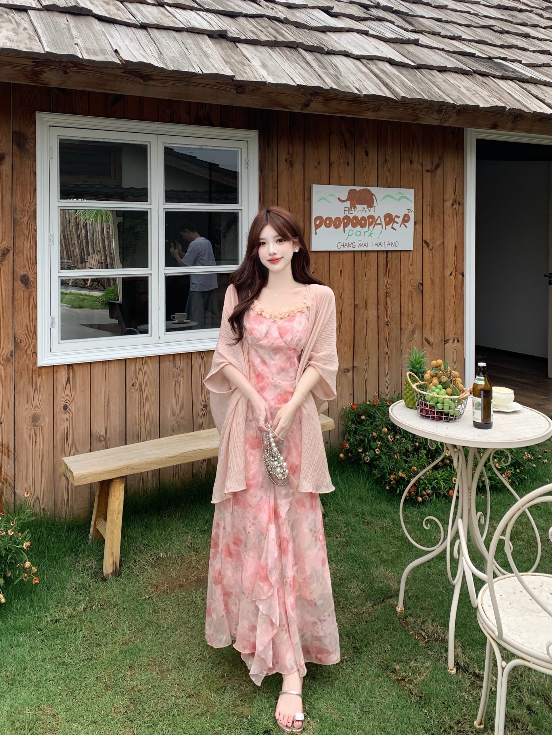 실사 빅 사이즈 프랑스식 낭만주의 바람 꽃무늬 슬립 여성 드레스 여름 몸매 가꾸기 슬림해 보이는 슈퍼 요정 프릴 롱 스커트 상세 이미지 8