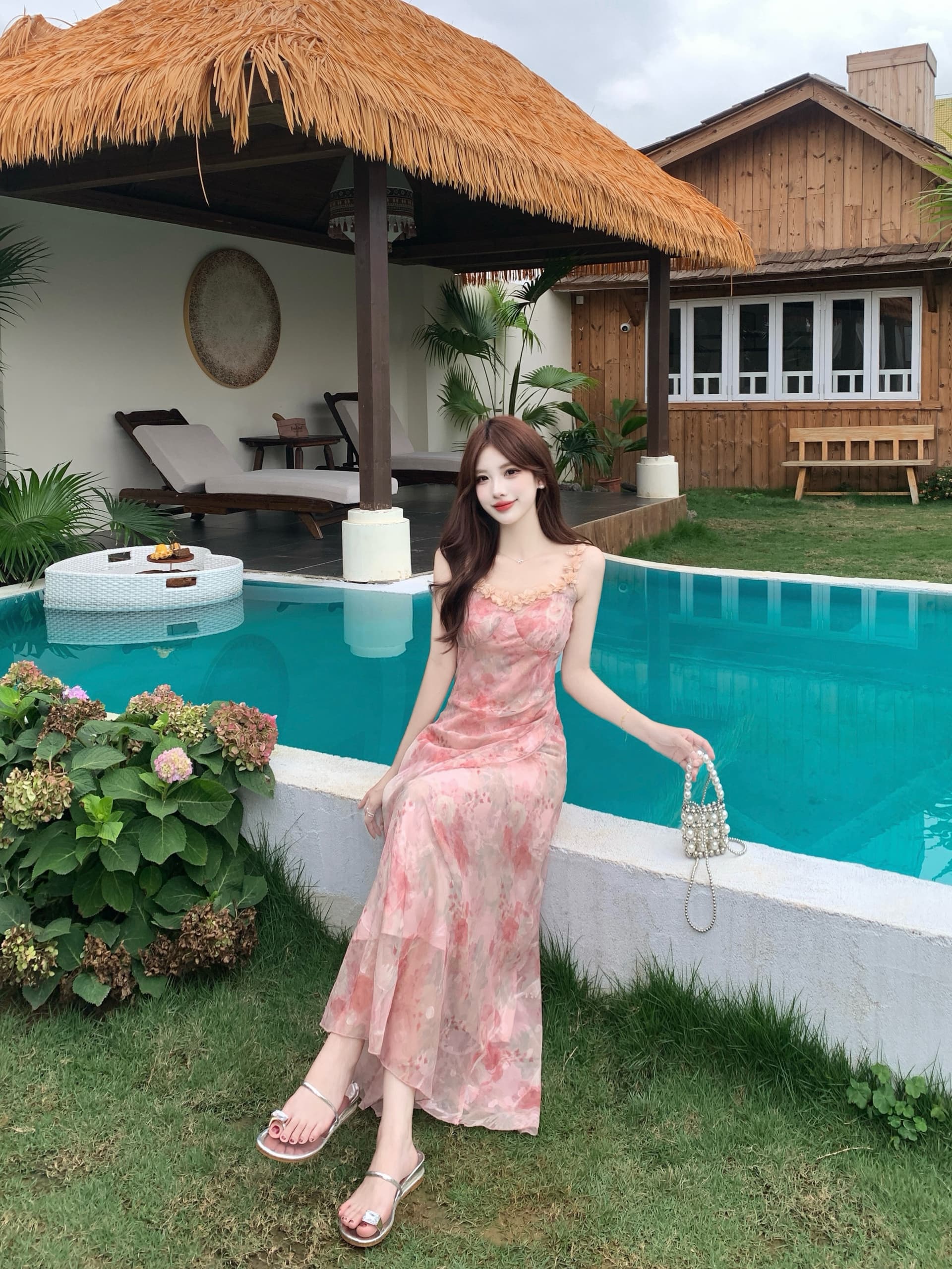 실사 빅 사이즈 프랑스식 낭만주의 바람 꽃무늬 슬립 여성 드레스 여름 몸매 가꾸기 슬림해 보이는 슈퍼 요정 프릴 롱 스커트 상세 이미지 9