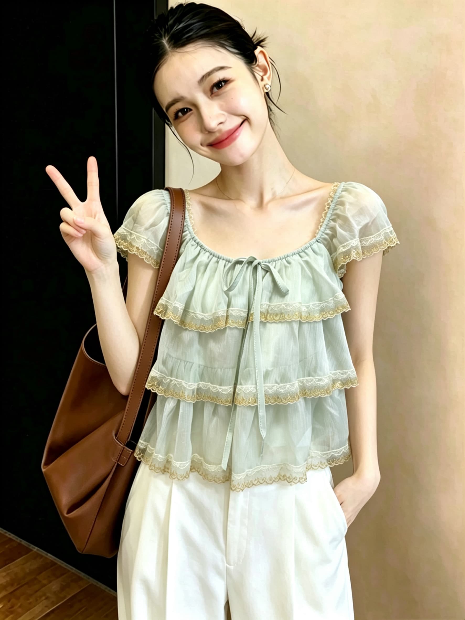 2026 여름 드레스 새로운 프릴 레이스 계층의 감각 작은 날다 소매 광장 칼라 슬립 여성 상세 이미지 2