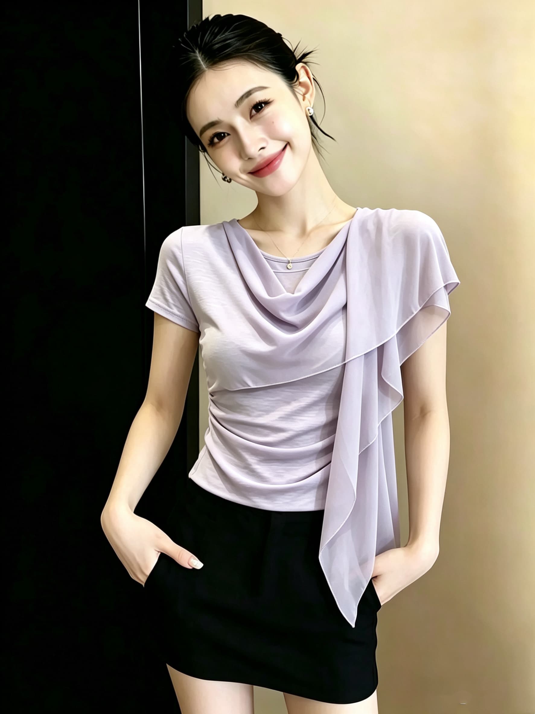 고급 센스 흔들다 칼라 긍정적 인 어깨 반팔 티셔츠 여성 2026 여름 새로운 품격 작은 셔츠 슈퍼 잘 생긴 맨위