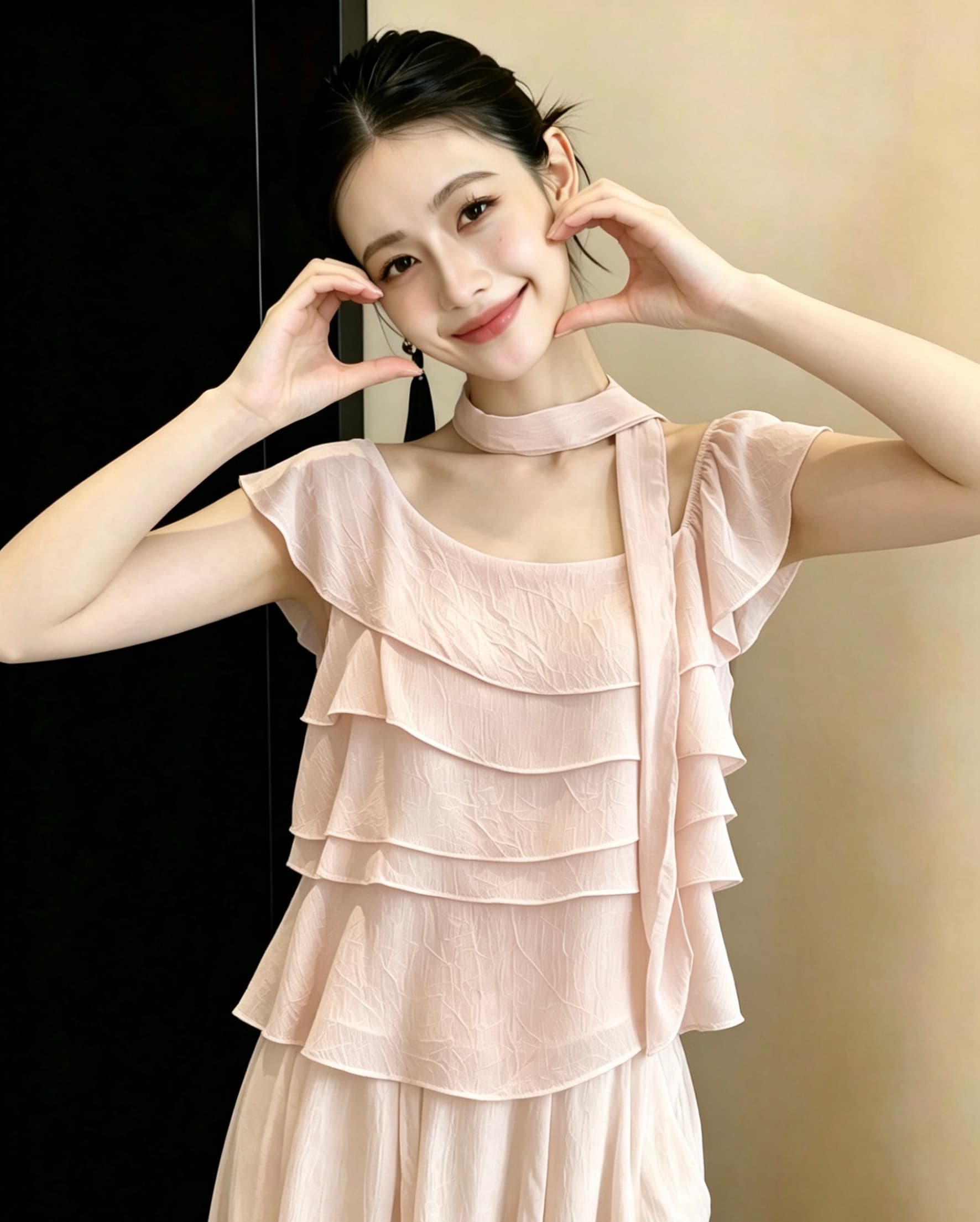 여름 한 부서 불규칙 비스듬한 어깨 다중 레이어 프릴 시폰 셔츠 여성 디자인 센스 오프숄더 몸매 가꾸기 슬림해 보이는 맨위 상세 이미지 7