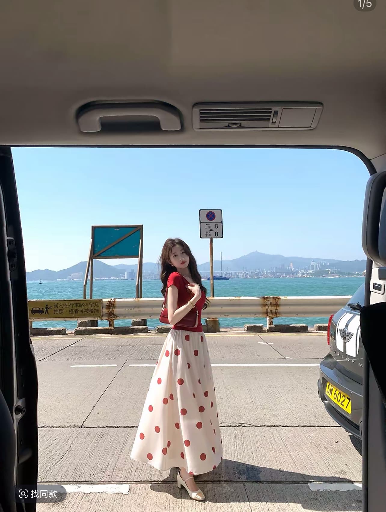 eia 하나 야오 폴카 운동 반 스커트 품격 항구 바람 밝은 도트 무늬 프랑스식 우아함 하이웨이스트 여름 슬림해 보이는 이미지 4