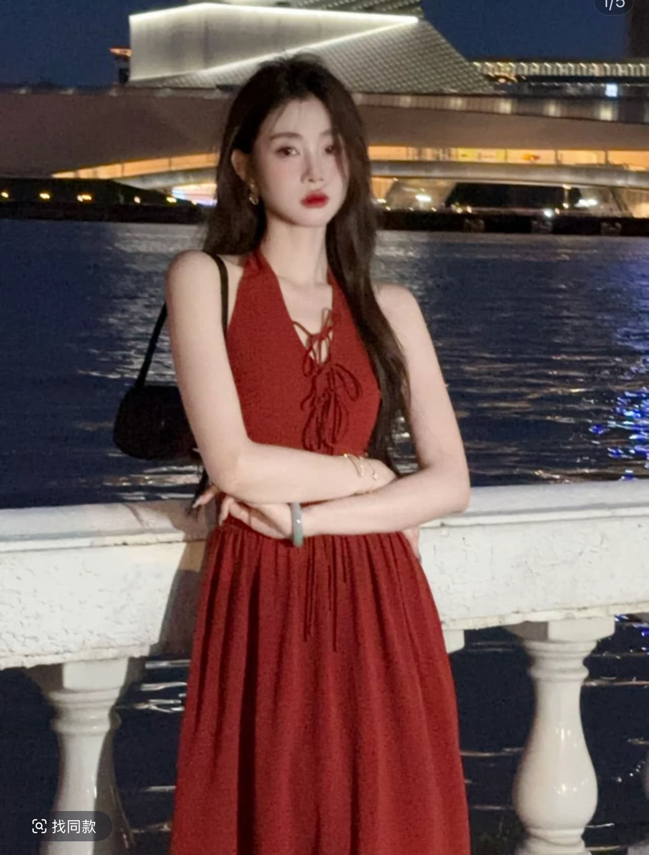 eia 하나 야오 여름 뮤즈 레트로 항구 바람 행침 목 백리스 드레스 여름 손 사 슬림해 보이는 프랑스식 롱 스커트 상세 이미지 7