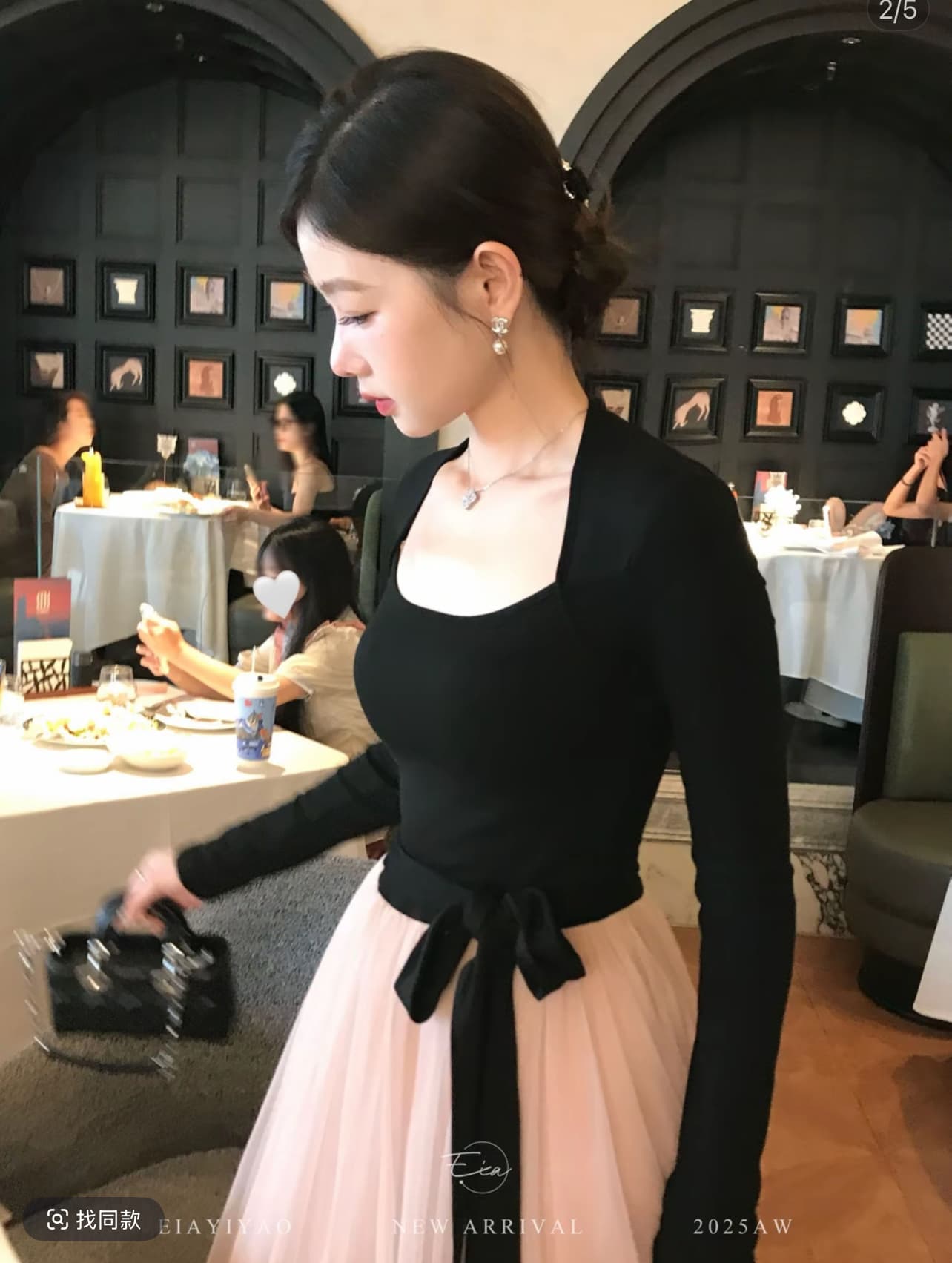 eia 하나 야오 나쁜 여자 자신 모든 것 품격 천 골드 꼬집기 허리 슬림해 보이는 드레스 어깨 부드러운 빅 플레어 스커트 이미지 3