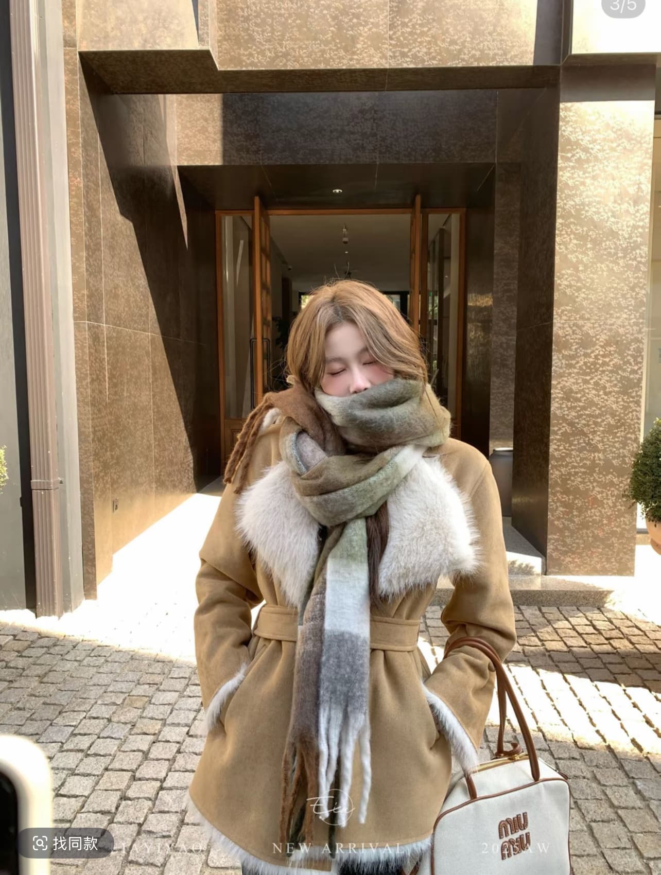 eia 하나 야오 옛날 커피 샵 한 부서 모피 여성 코트 가을 겨울 대 얼굴 전환 모방 스웨이드 원단 코트 상세 이미지 1