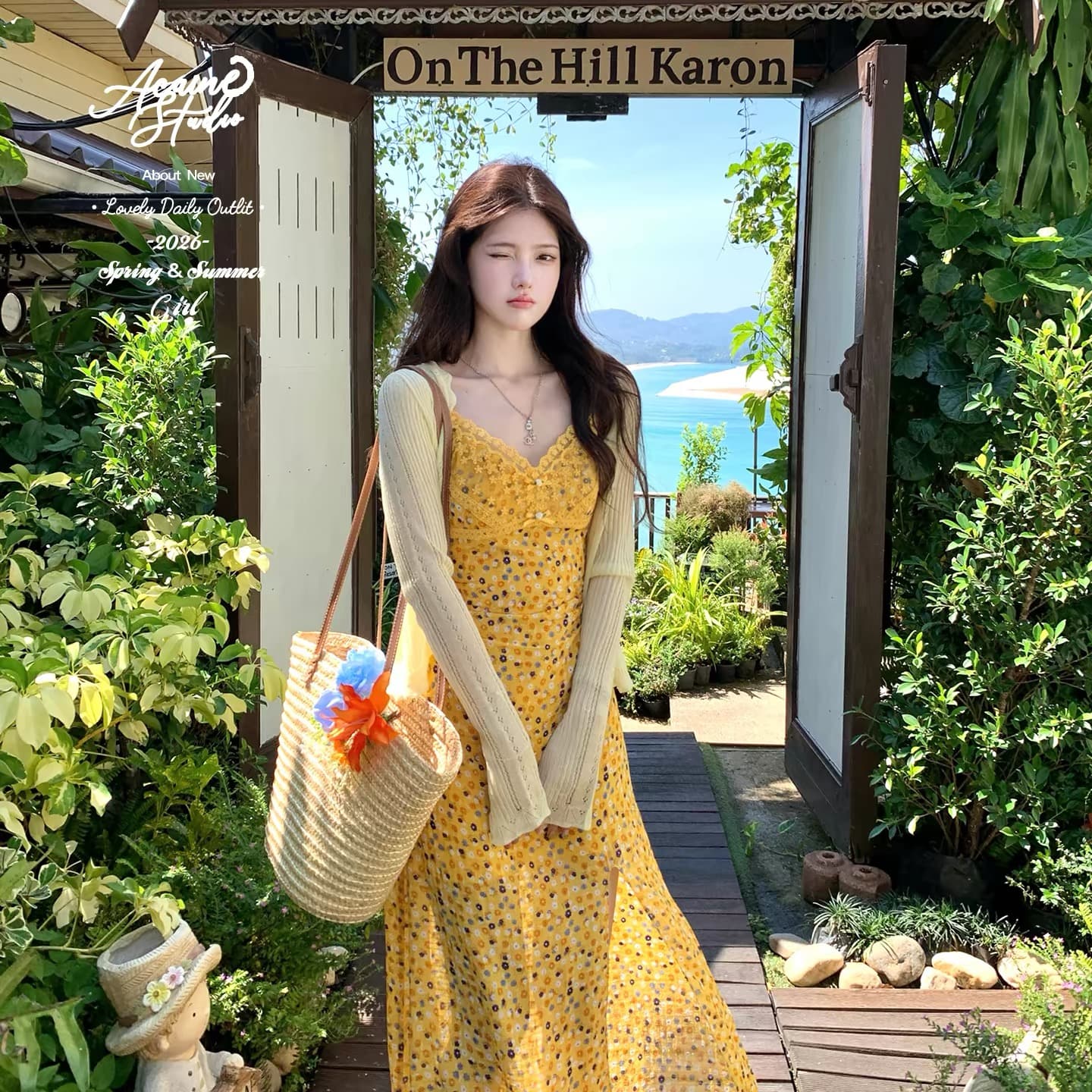 acaine331 이전 네 시간 나인 할인 블루 베리 꽃 와일드 순수한 욕망 레이스 휴가 꽃무늬 롱 스커트 상세 이미지 4