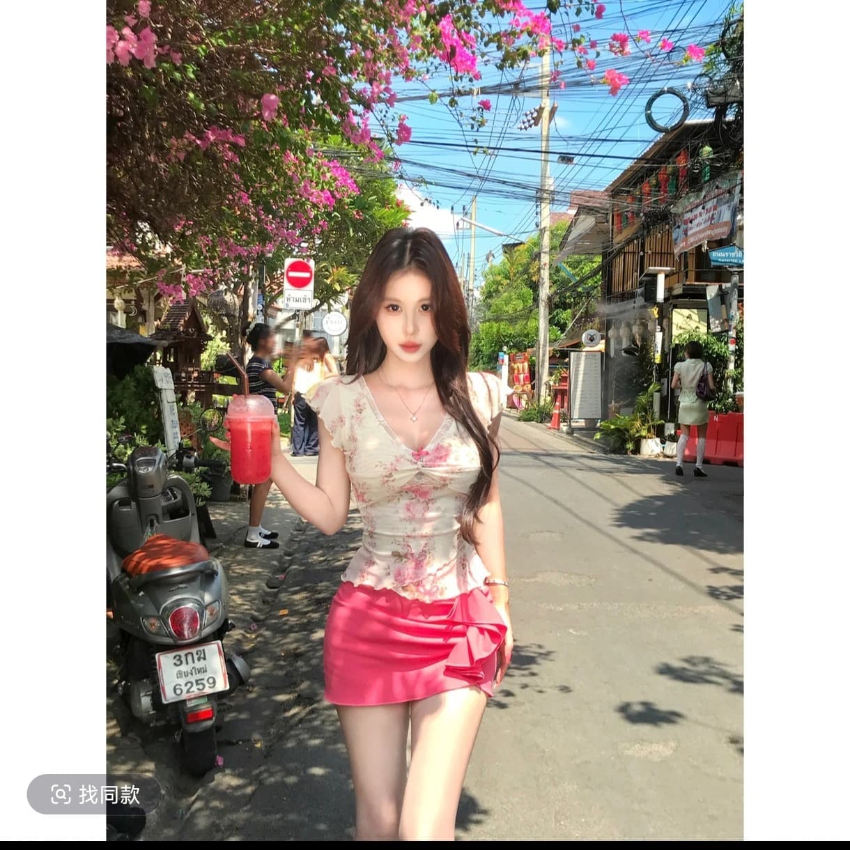 얕은 쇼어 책 제인 레이스 V넥 날다 소매 꽃무늬 반팔 여름 달콤함 핫걸 순수한 욕망 센스 이미지 3