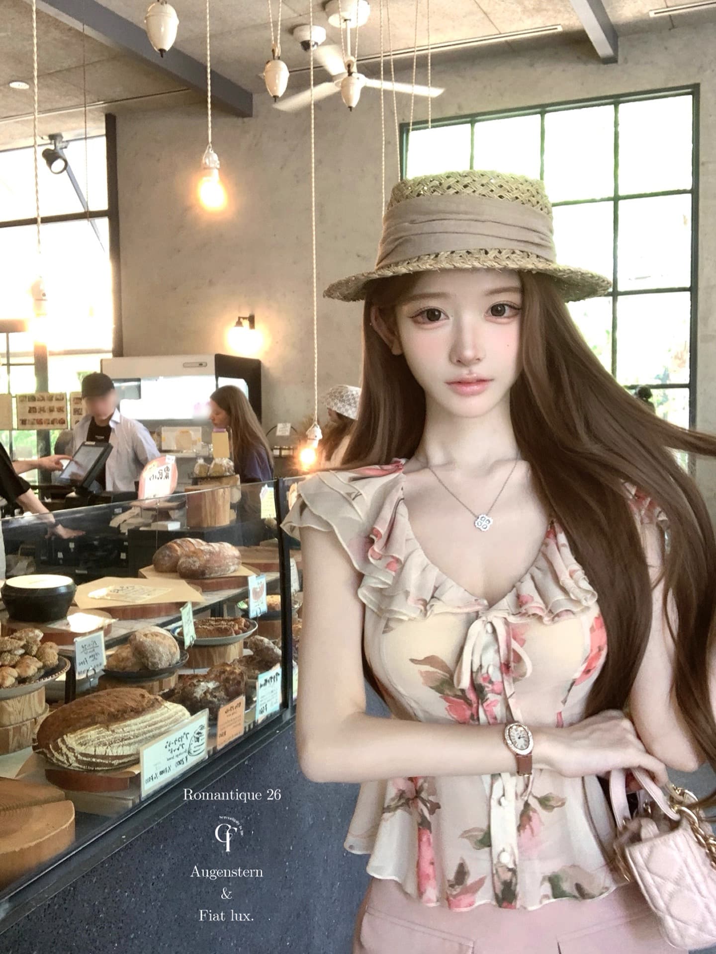 늦게 우산 우산 26 ss 사쿠라 음 나이 나이 분말 장미 꽃무늬 프릴 셔츠 분말 스웨이드 반 스커트 상세 이미지 4