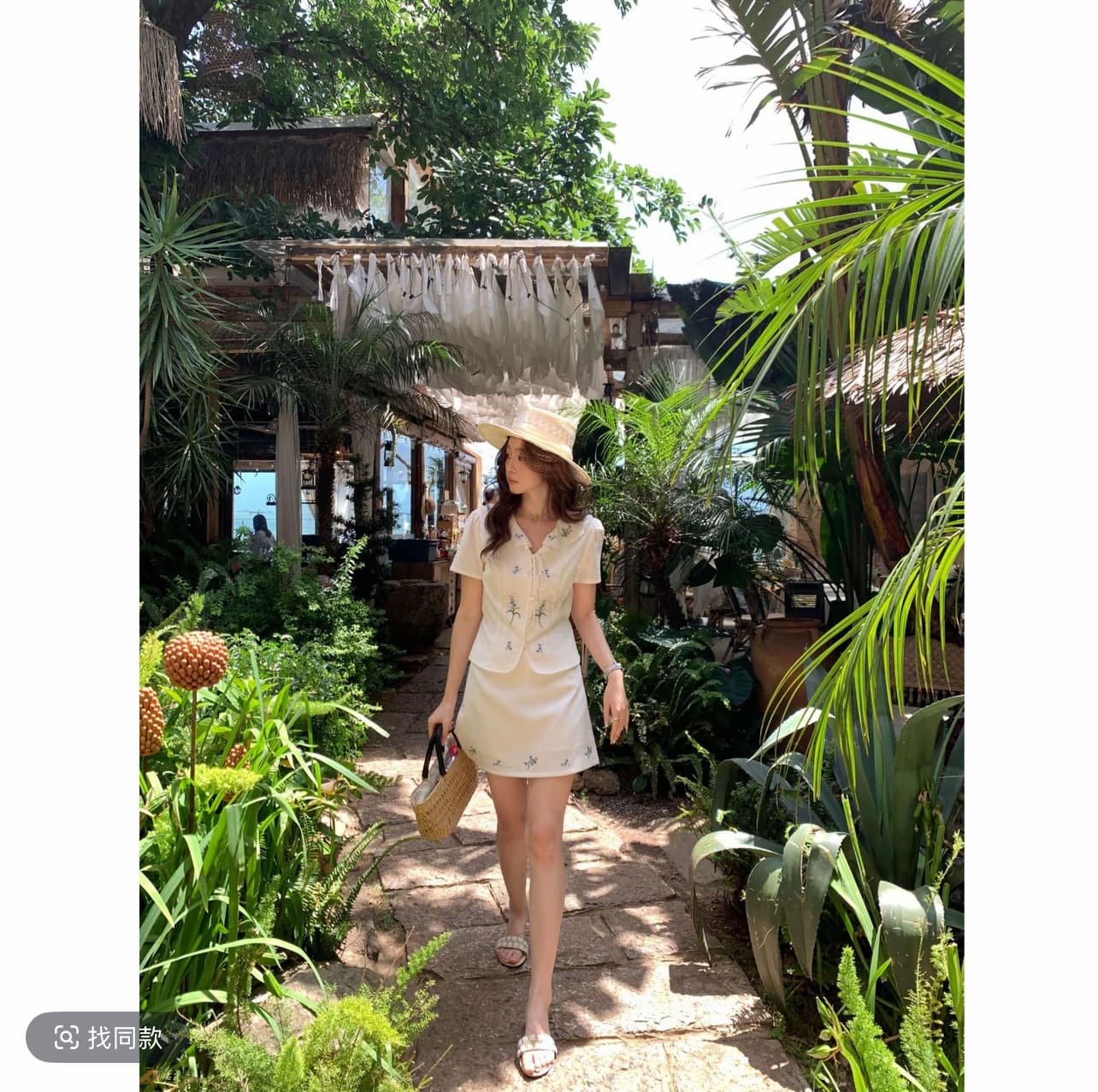 절묘한 봄 시 시 한 부서 높음 지혜 센스 맨위 반 스커트 투피스 세트 순면 자수 허리 수축 세트 상세 이미지 7