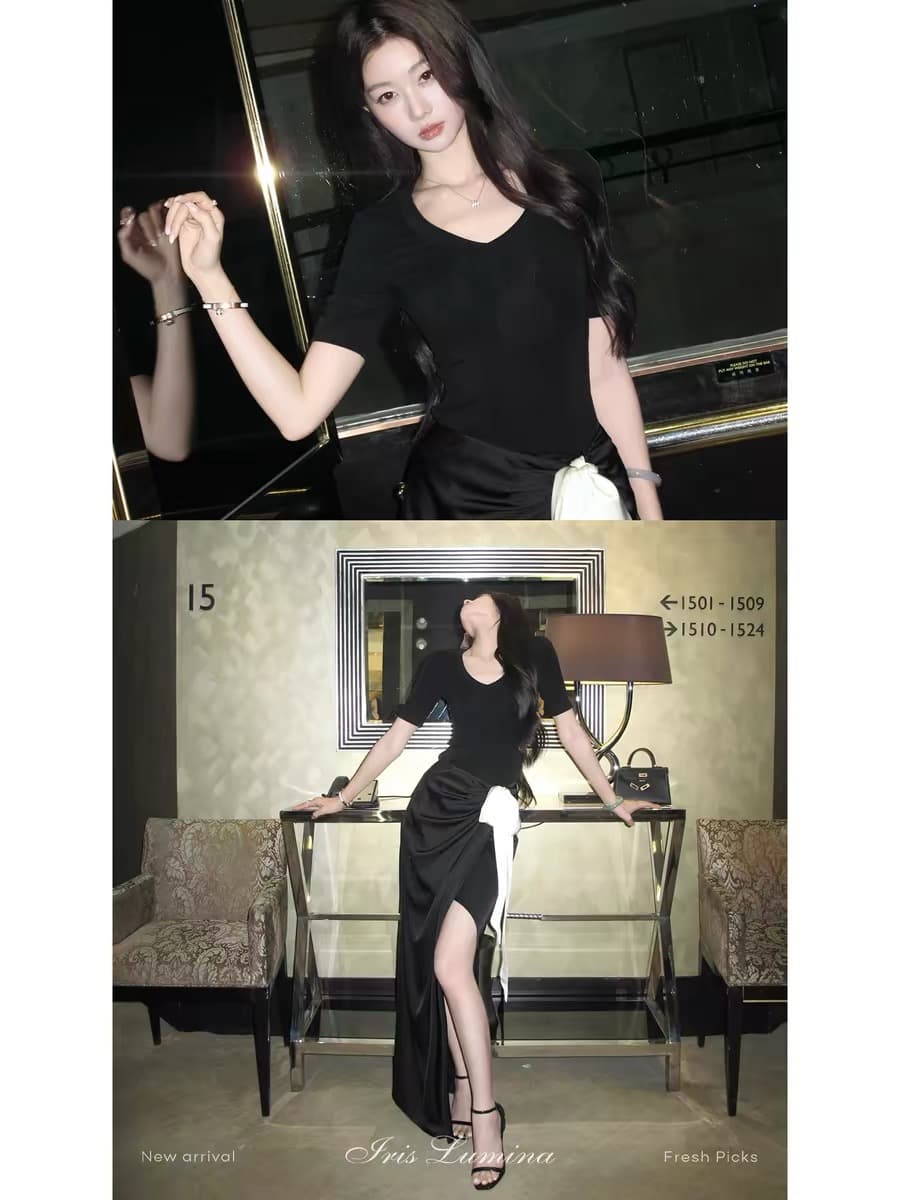 iris lumina 예약하기 어둡고 조용한 라이 경기 서울 코튼 teev 칼라 티셔츠 여름 단색 미니멀리즘 출퇴근 중간 소매 맨위 상세 이미지 4