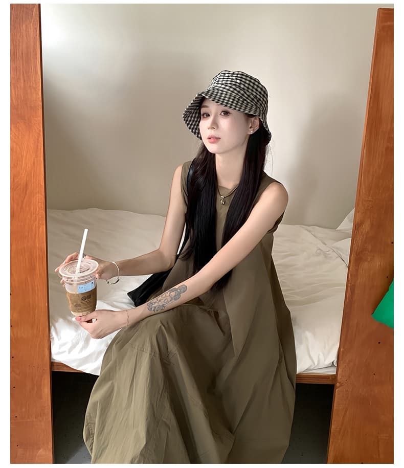출산 착용 중간 길이 드레스 2026 여름 민소매 루즈핏 슬림해 보이는 빅 사이즈 임신 기간 착용 가져 가라. 치마 매운맛 엄마 트렌디 상세 이미지 25