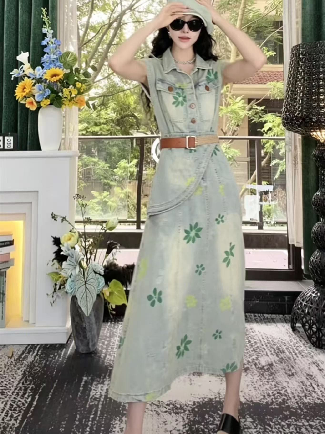 2026 여름 착용 가져 가라. 드레스 양면 자수 벨트 랩스커트팬츠 얇고 가벼운 통기성 점프 슈트 롱 스커트 이미지 3